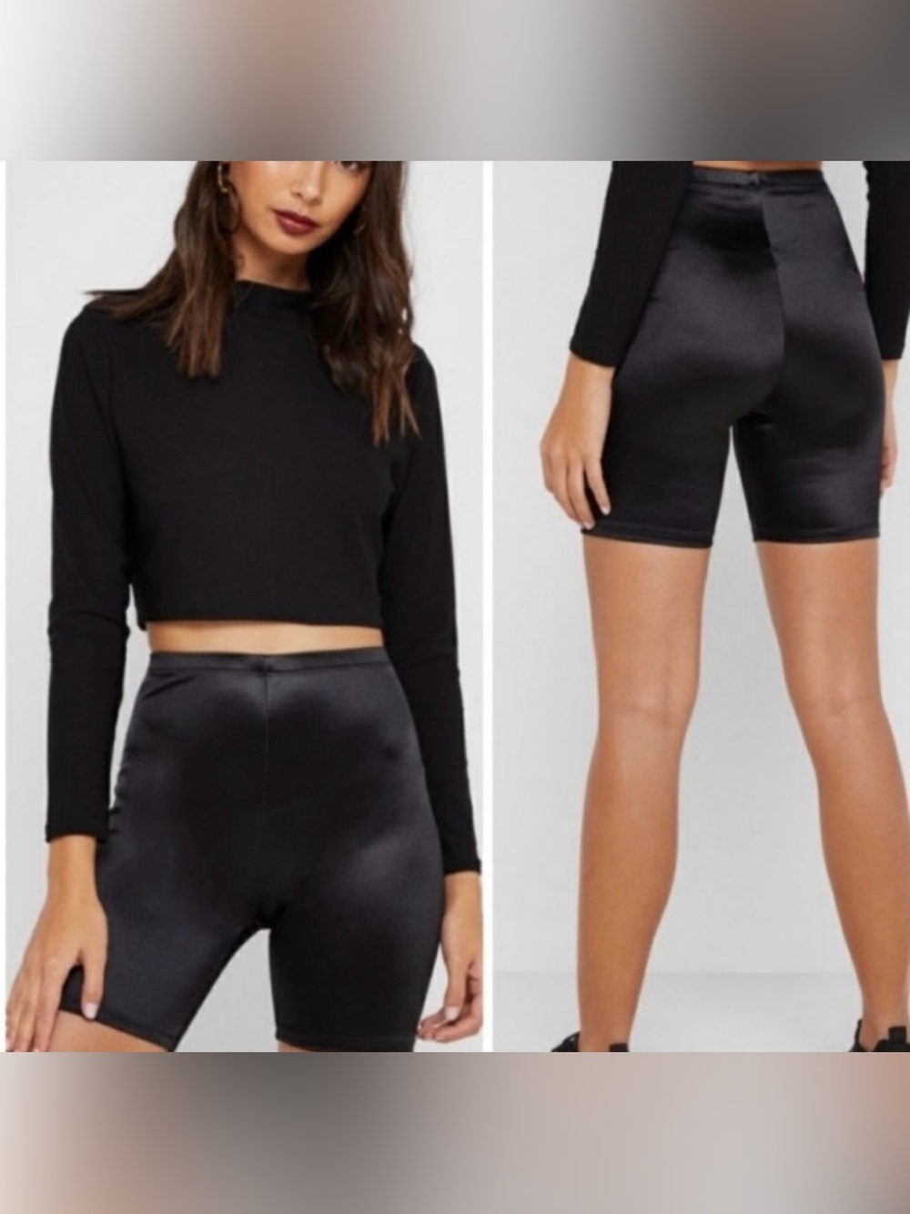 Topshop Petite Black Satin Biker Shorts SIZE 0